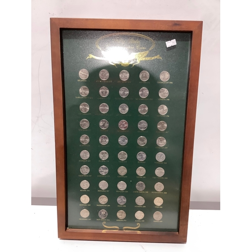 168 - 50 states commemorative coins in a display frame