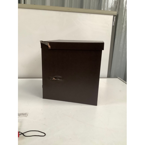 183 - Brand new stacking brown leather storage