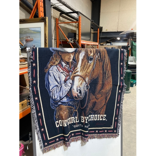 451 - ‘cowgirl by choice, gotta ride’ wall hanging tapestry