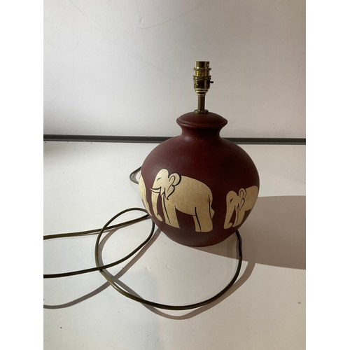 264 - Heavy table lamp with elephant design