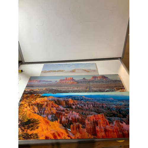 27 - 3x glass landscape pictures - 2 long ones are 120x50cm