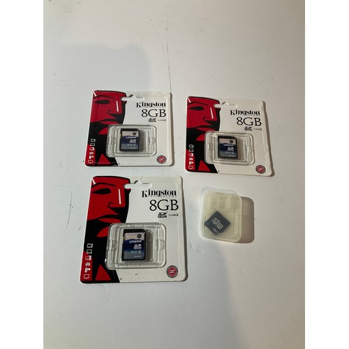 91 - 3 Kingston Technology 8GB SD Cards and a mini SD Card
