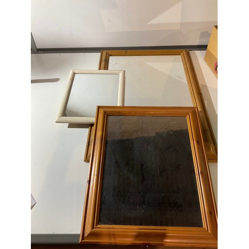 95 - 2 pine framed mirrors medium and laree and one small white painted frame mirror