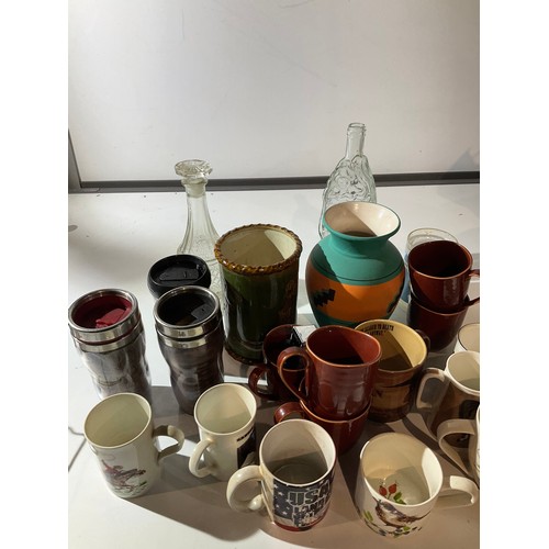 153 - mixed lot including mugs bottles vases etc