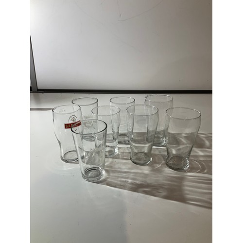 123A - 3 boxes of mixed drinking glasses to including pint and wine glasses etc