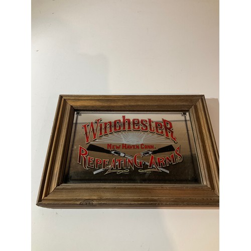 125A - Winchester repeating arms advertising small wood framed mirror