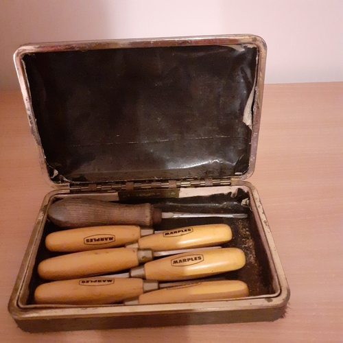 13 - Set of 6 Marple gouges and chisels plus one other gouge. Marple are good condition.