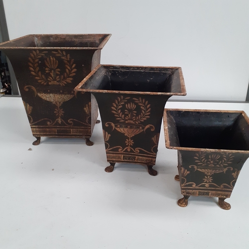 20 - 3 attractive graduating metal planters.