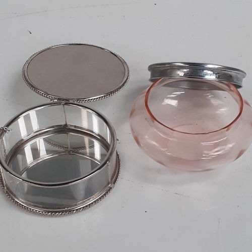 25 - 2 attractive glass compact dishes. Lidded.