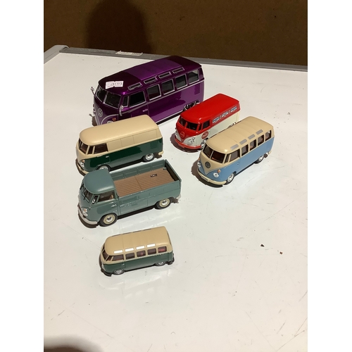 50 - Quantity of VW die cast vans - 1/16 & smaller scale