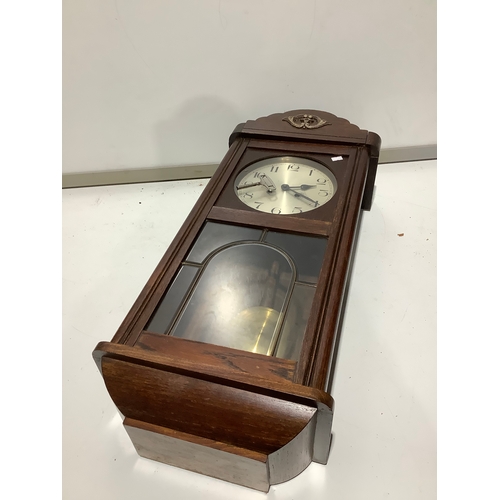 257 - Vintage wall chiming clock with key