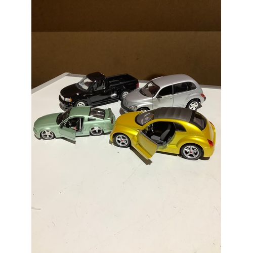 410 - Maisto Ford mustang, Chrysler pronto cruizer, Chrysler Cruiser and Burago Ford SVT die casts