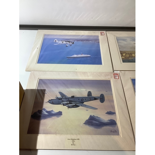 95A - 4x war time plane & bi-plane prints inc Avro Shakleton by B Price