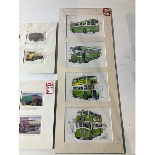 92 - Picture of Vehicles through the ages Busses trucks and oil tankers  frame mounted, a collection of t... 