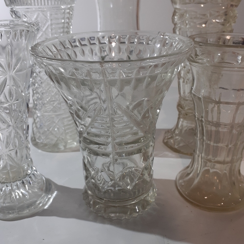 20 - 6 vintage glass vases, mostly heavy cut glass