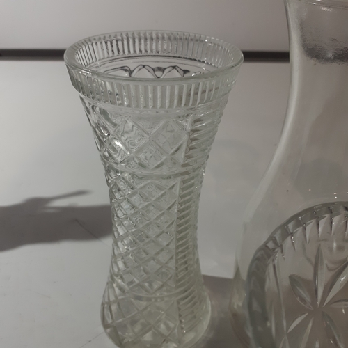 20 - 6 vintage glass vases, mostly heavy cut glass