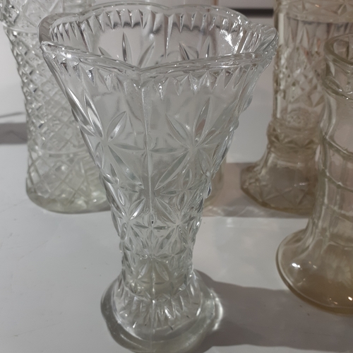 20 - 6 vintage glass vases, mostly heavy cut glass