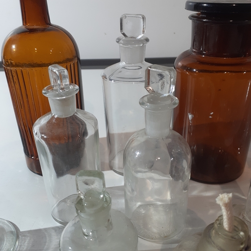 10 - Quantity of interesting medical/measuring bottles, mostly vintage.