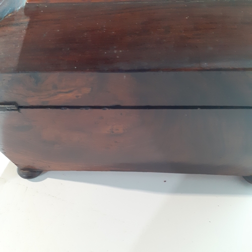 16 - Very attractive antique mid 1800s, wooden tea chest. 2 metal lined compartments. No key.