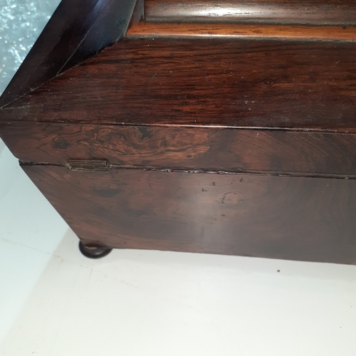 16 - Very attractive antique mid 1800s, wooden tea chest. 2 metal lined compartments. No key.