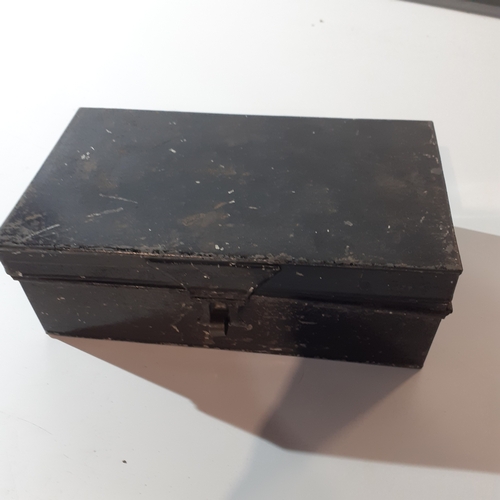 28 - Antique, 1800s metal tin box with scratched inscription 1862.