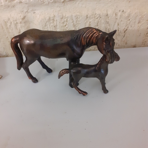 3 - Collection of metal and brass horse figures. 5 in total. Some interesting and unusual pieces