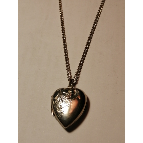 22A - Silver necklace with heart shaped locket 7.58 grams