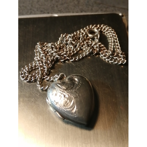 22A - Silver necklace with heart shaped locket 7.58 grams