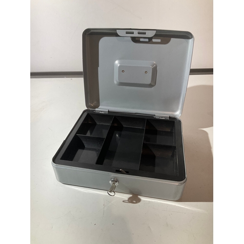 333 - Large metal cash box with key