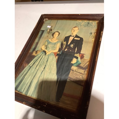 106 - Framed and Glazed vintage 1947 Queen Elizabeth II and Prince Phillip