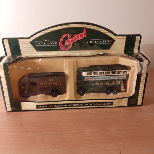 2 - Castrol days gone, diecast bus and truck. Boxed (box has some damage) Vehicles are unused condition