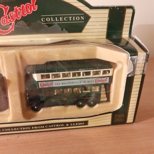 2 - Castrol days gone, diecast bus and truck. Boxed (box has some damage) Vehicles are unused condition