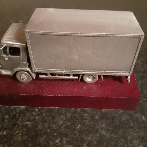 32 - British Pewter Leyland  Roadrunner 7.5 tonne truck presented on plinth. 1984