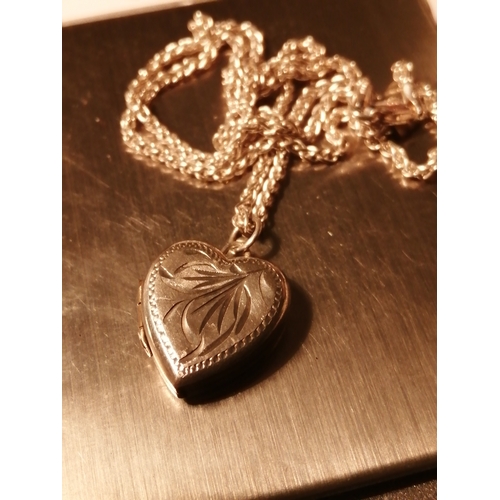 24A - Silver necklace with heart shaped locket 7.57 grams