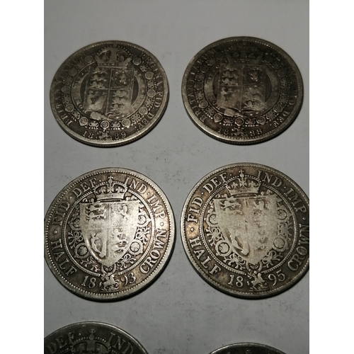 37A - 7 Victorian halfcrowns dated : 1888,89,93,95,97,99 and 1900