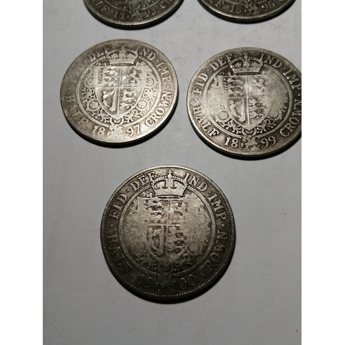 37A - 7 Victorian halfcrowns dated : 1888,89,93,95,97,99 and 1900