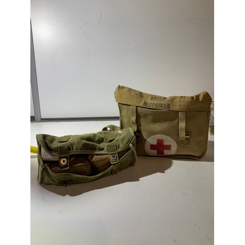 369 - WW2 british medic bags, both containing first aid and shell dressings