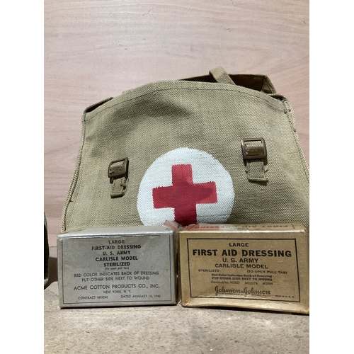 369 - WW2 british medic bags, both containing first aid and shell dressings