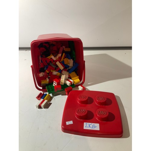 114 - 2kg Lego in red Lego box