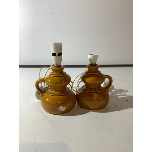 223 - Matching mustard coloured ceramic table lamps