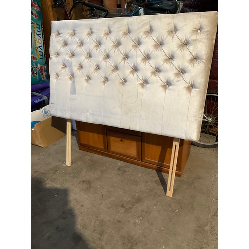 417 - Double headboard cream velour