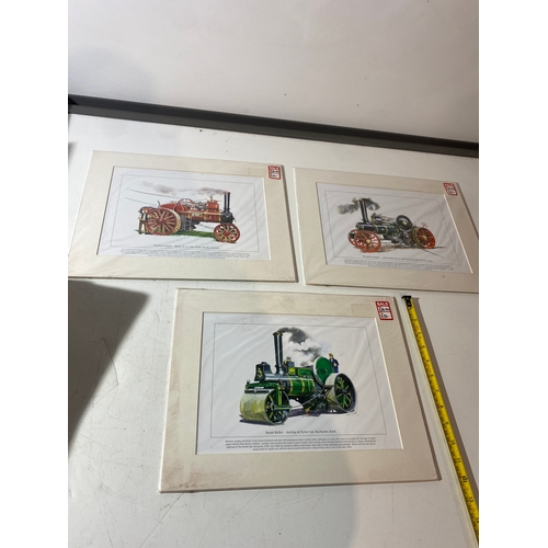 276A - 3x prints of working locomotives inc Steam Roller, Traction Engine & ploughing engine - 40x30cm