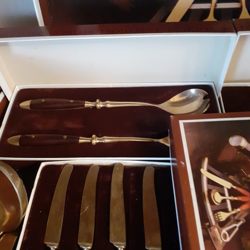 82 - Large quantity of Fürst Lord Nelson Brass/Rosewood cutlery. Mostly boxed good condition around 50 pi... 