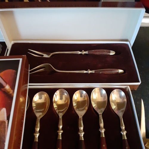 82 - Large quantity of Fürst Lord Nelson Brass/Rosewood cutlery. Mostly boxed good condition around 50 pi... 