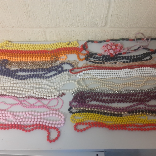 6 - Quantity of beaded necklaces. Mostly complete with no damage. 3 have no clasps. Good for wearing or ... 