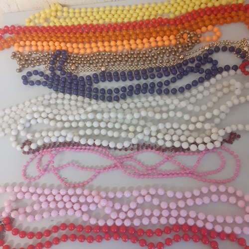 6 - Quantity of beaded necklaces. Mostly complete with no damage. 3 have no clasps. Good for wearing or ... 