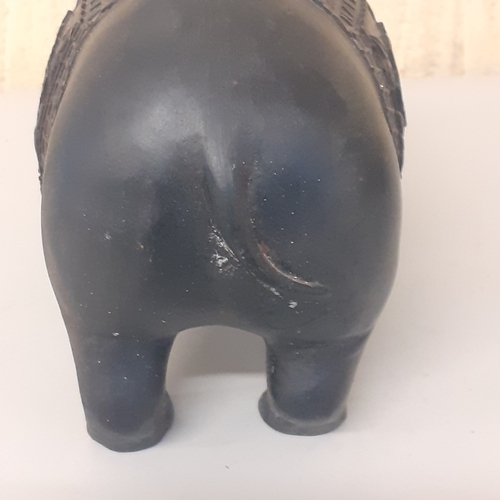 15 - Wooden hippo with detailed decoration carved. Past times makers mark