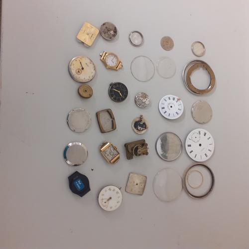 112 - Quantity of watch movements, faces and cases. Sold for spares and repairs