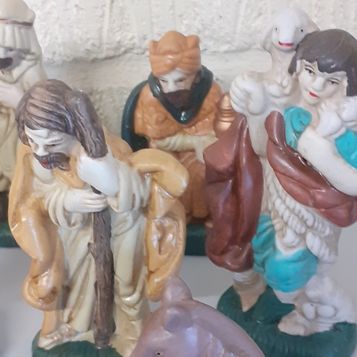 11 - Set of ceramic nativity figures. 3 King's,  Animals, Mary, Joseph, Jesus etc. No damage