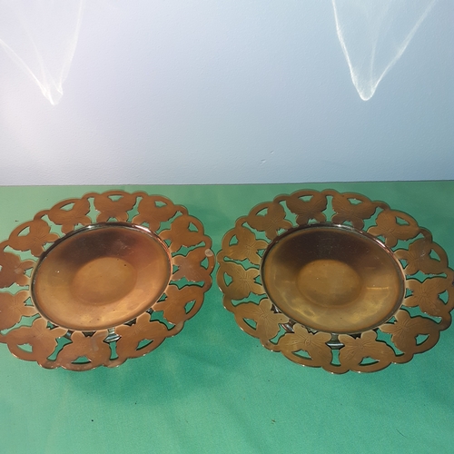 26 - Pair matching brass footed dishes.